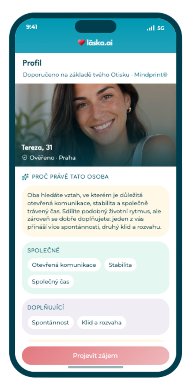 laska.ai app — obrazovka profilu