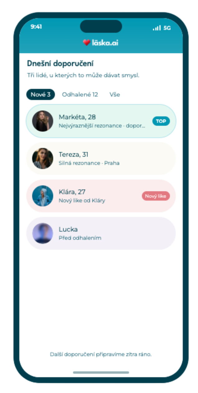 laska.ai app — dnešní doporučení